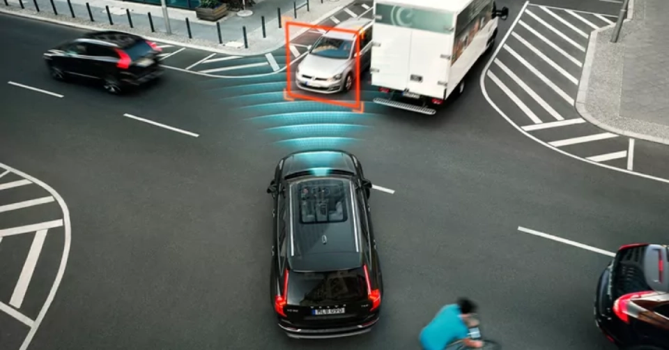 A self-driving car recognizing upcoming traffoc