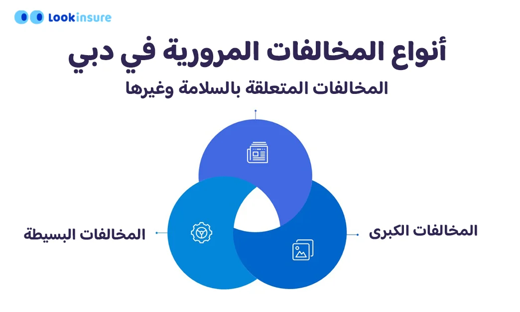 رسم بياني يوضح أنواع مخالفات المرور في دبي