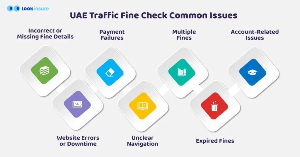 infographic showing UAE Traffic Fine Check Common Issues