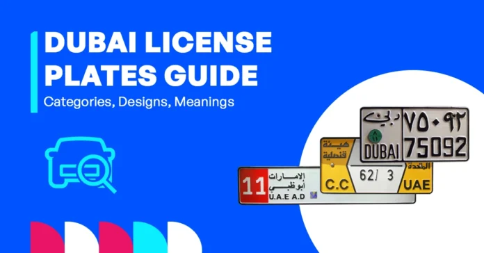 An image showing Dubai license plate categories, designs, and their meanings.