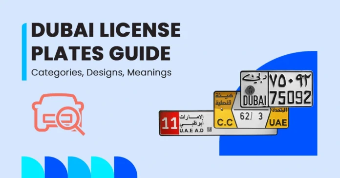 An image showing Dubai license plate categories, designs, and their meanings.