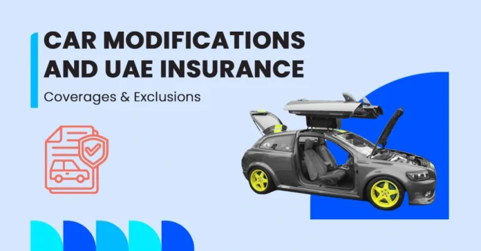 An image showing common car modifications in the UAE and their impact on auto insurance coverage and premiums.