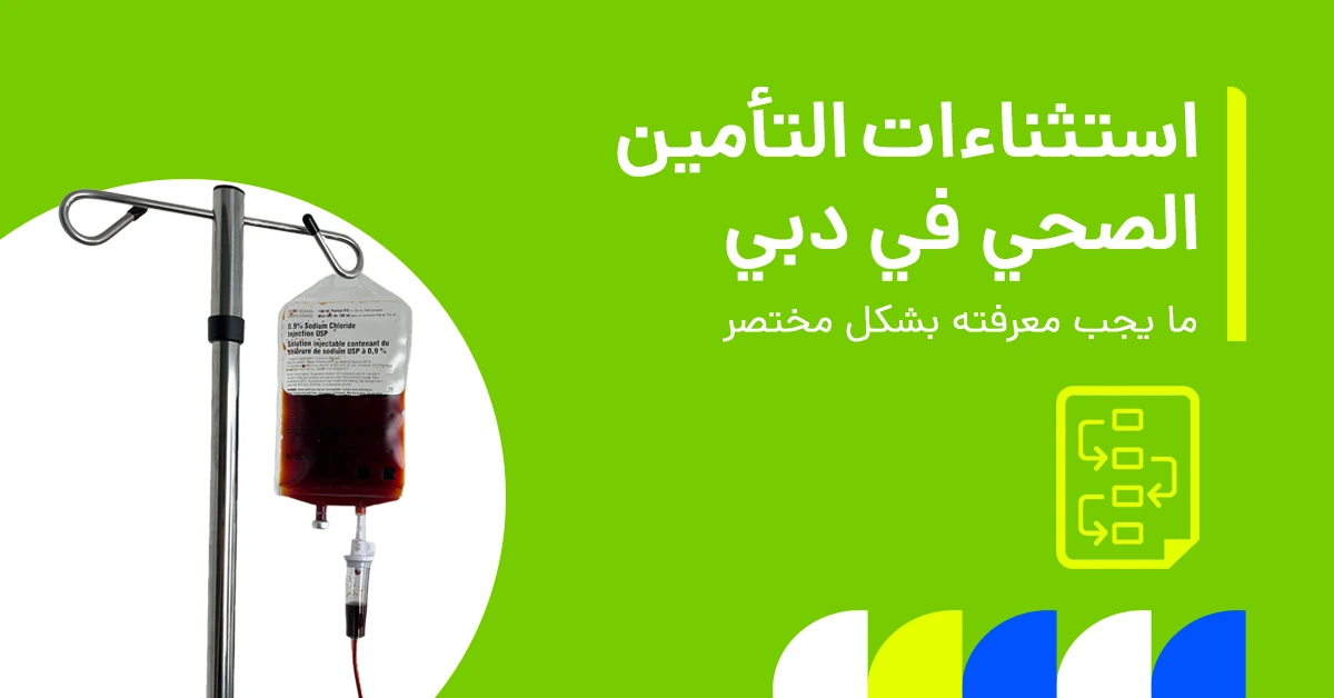 تُظهر الصورة كيفية التعامل مع الحالات الطبية السابقة في خطط التأمين الصحي في دبي.