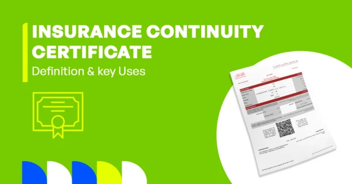 The image shows what an insurance continuity certificate is and why it is important.