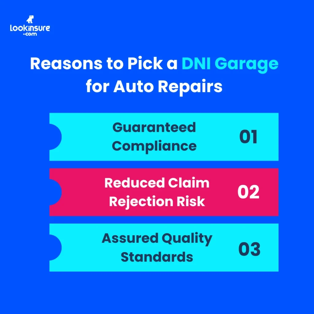 In this infographic, it shows the main reasons to choose Dubai National Insurance (DNI) garages for car repairs in the UAE, including reliable service, cashless claims, and approved repair facilities.
