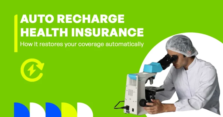The image shows how auto recharge works in health insurance plans in the UAE, restoring coverage automatically.