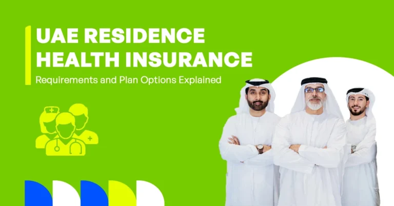 The image shows health insurance requirements for residence in the United Arab Emirates.
